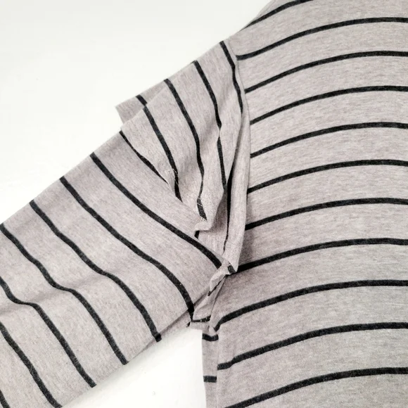 Anthropologie Dolan Small Binny Top Gray Striped Ruffle Shoulder - Picture 7 of 11